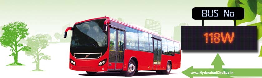 118W no Bus Route Hyderabad City Bus Timings, Route 118W Bus Stops, Frequency, 118W First & Last Bus